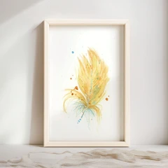 Image of a feather watercolor painting by Shayna Larsen, originals & prints available