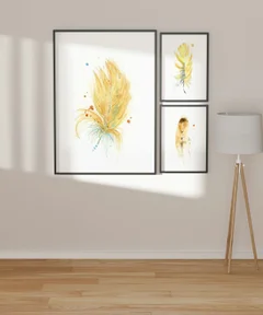 Image of a feather watercolor painting by Shayna Larsen, originals & prints available