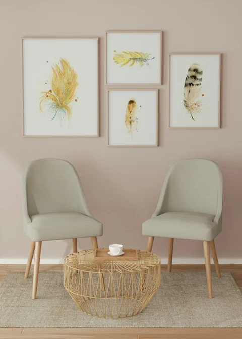 Image of a feather watercolor painting by Shayna Larsen, originals & prints available