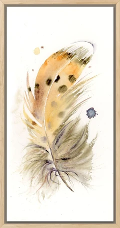 Image of a feather watercolor painting by Shayna Larsen, originals & prints available