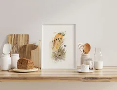 Image of a feather watercolor painting by Shayna Larsen, originals & prints available