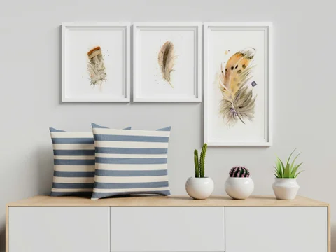 Image of a feather watercolor painting by Shayna Larsen, originals & prints available