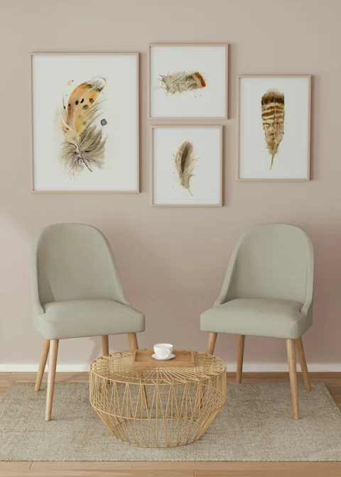 Image of a feather watercolor painting by Shayna Larsen, originals & prints available