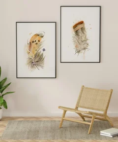 Image of a feather watercolor painting by Shayna Larsen, originals & prints available
