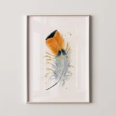 Image of a feather watercolor painting by Shayna Larsen, originals & prints available