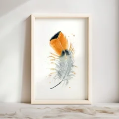 Image of a feather watercolor painting by Shayna Larsen, originals & prints available