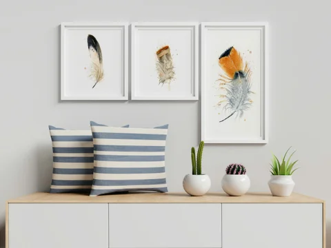 Image of a feather watercolor painting by Shayna Larsen, originals & prints available