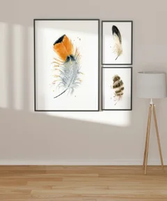 Image of a feather watercolor painting by Shayna Larsen, originals & prints available