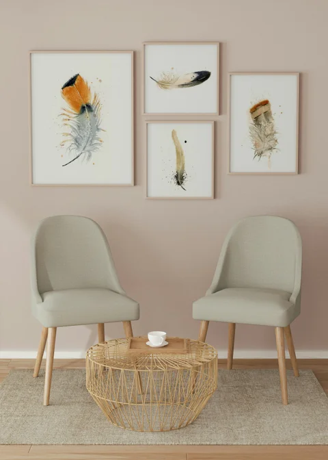 Image of a feather watercolor painting by Shayna Larsen, originals & prints available