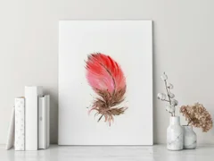 Image of a feather watercolor painting by Shayna Larsen, originals & prints available