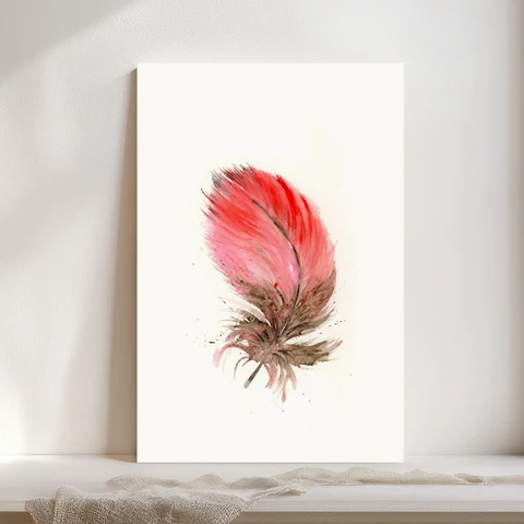 Image of a feather watercolor painting by Shayna Larsen, originals & prints available