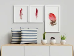 Image of a feather watercolor painting by Shayna Larsen, originals & prints available