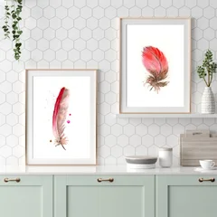 Image of a feather watercolor painting by Shayna Larsen, originals & prints available