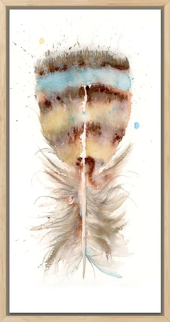 Image of a feather watercolor painting by Shayna Larsen, originals & prints available