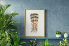 Image of a feather watercolor painting by Shayna Larsen, originals & prints available