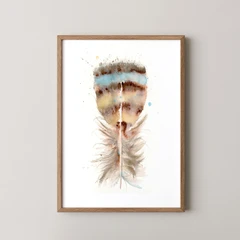 Image of a feather watercolor painting by Shayna Larsen, originals & prints available