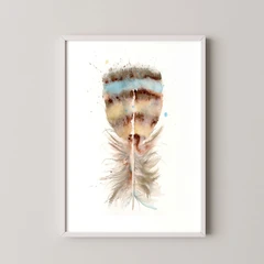 Image of a feather watercolor painting by Shayna Larsen, originals & prints available