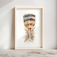 Image of a feather watercolor painting by Shayna Larsen, originals & prints available