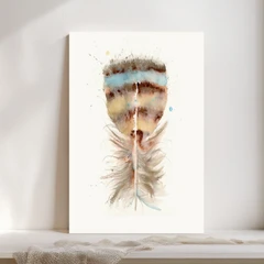 Image of a feather watercolor painting by Shayna Larsen, originals & prints available