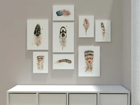 Image of a feather watercolor painting by Shayna Larsen, originals & prints available