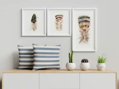Image of a feather watercolor painting by Shayna Larsen, originals & prints available