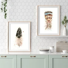 Image of a feather watercolor painting by Shayna Larsen, originals & prints available