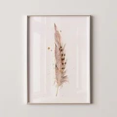 Image of a feather watercolor painting by Shayna Larsen, originals & prints available