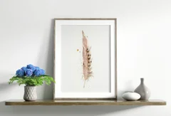 Image of a feather watercolor painting by Shayna Larsen, originals & prints available
