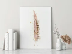 Image of a feather watercolor painting by Shayna Larsen, originals & prints available