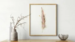 Image of a feather watercolor painting by Shayna Larsen, originals & prints available