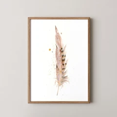 Image of a feather watercolor painting by Shayna Larsen, originals & prints available