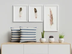 Image of a feather watercolor painting by Shayna Larsen, originals & prints available