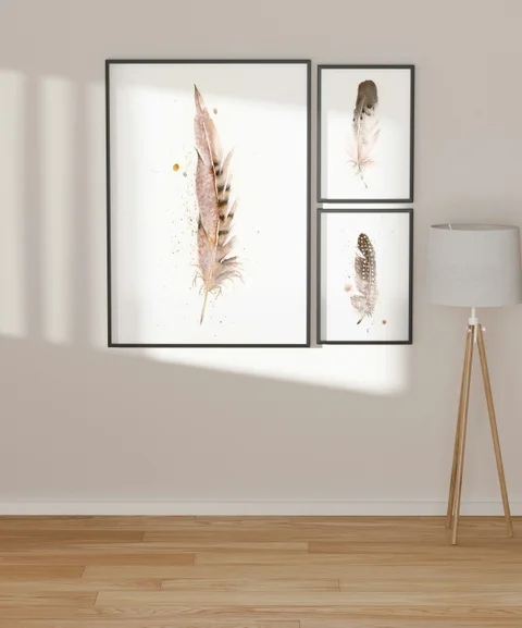 Image of a feather watercolor painting by Shayna Larsen, originals & prints available