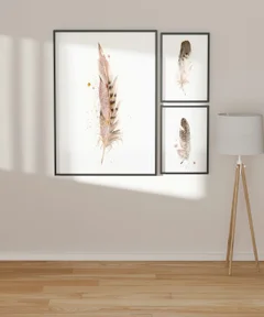 Image of a feather watercolor painting by Shayna Larsen, originals & prints available