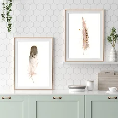 Image of a feather watercolor painting by Shayna Larsen, originals & prints available