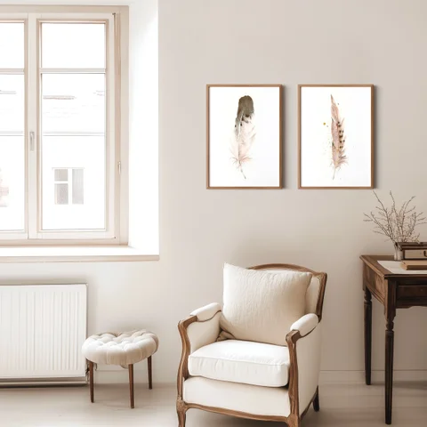 Image of a feather watercolor painting by Shayna Larsen, originals & prints available