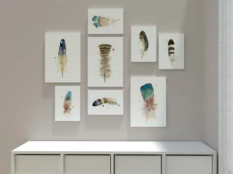 Image of a feather watercolor painting by Shayna Larsen, originals & prints available