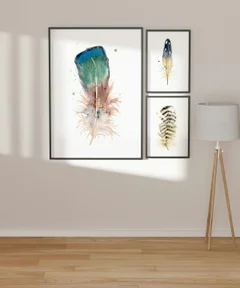 Image of a feather watercolor painting by Shayna Larsen, originals & prints available