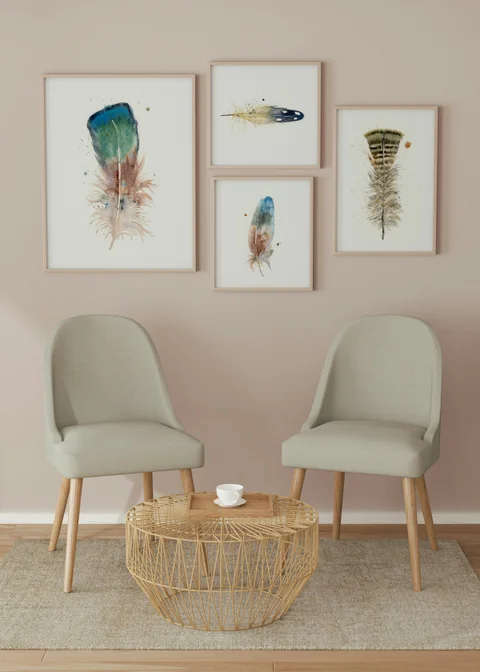 Image of a feather watercolor painting by Shayna Larsen, originals & prints available
