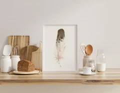 Image of a feather watercolor painting by Shayna Larsen, originals & prints available