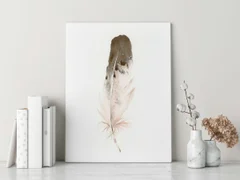 Image of a feather watercolor painting by Shayna Larsen, originals & prints available