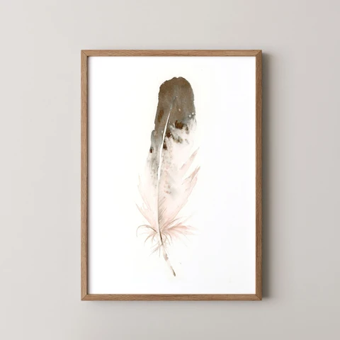 Image of a feather watercolor painting by Shayna Larsen, originals & prints available