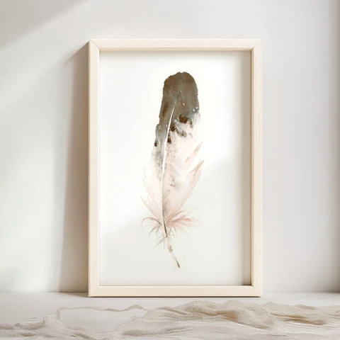 Image of a feather watercolor painting by Shayna Larsen, originals & prints available