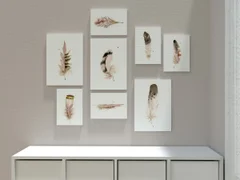 Image of a feather watercolor painting by Shayna Larsen, originals & prints available