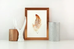 Image of a feather watercolor painting by Shayna Larsen, originals & prints available
