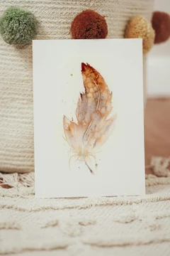 Image of a feather watercolor painting by Shayna Larsen, originals & prints available