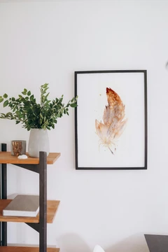 Image of a feather watercolor painting by Shayna Larsen, originals & prints available