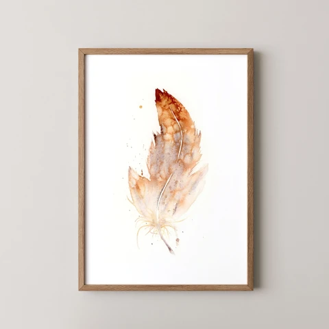 Image of a feather watercolor painting by Shayna Larsen, originals & prints available