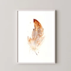 Image of a feather watercolor painting by Shayna Larsen, originals & prints available