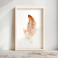 Image of a feather watercolor painting by Shayna Larsen, originals & prints available